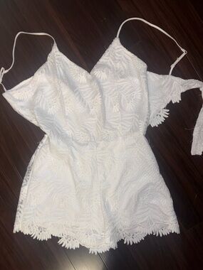 Express White Lace Romper